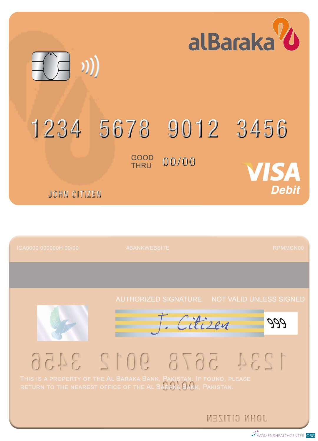 Download Pakistan Al Baraka Bank visa debit card Photoshop template